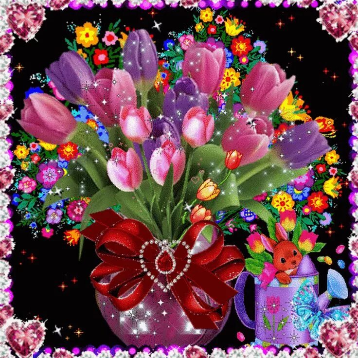 Картинки гифки позитивные мерцающие Pin on Flowers market Beautiful flowers, Pretty flowers, Pink roses