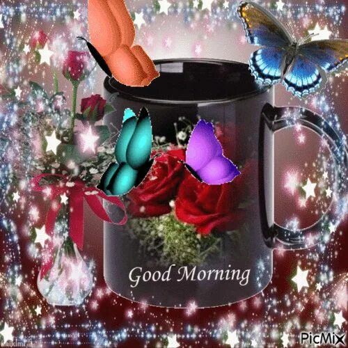 Картинки гифки позитивные мерцающие Good Morning Butterflies Good morning rose gif, Good morning flowers gif, Good m