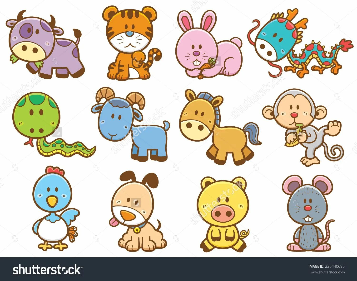 Картинки года животных Vector Illustration Chinese Zodiac Animal Cartoon Stock Vector (Royalty Free) 22