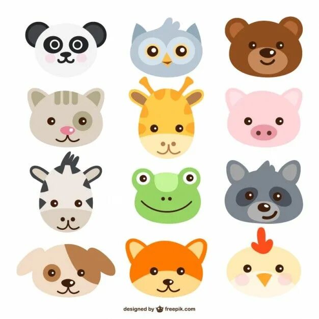 Картинки голов животных Premium Vector Animals faces Animal faces, Cartoon animals, Felt crafts