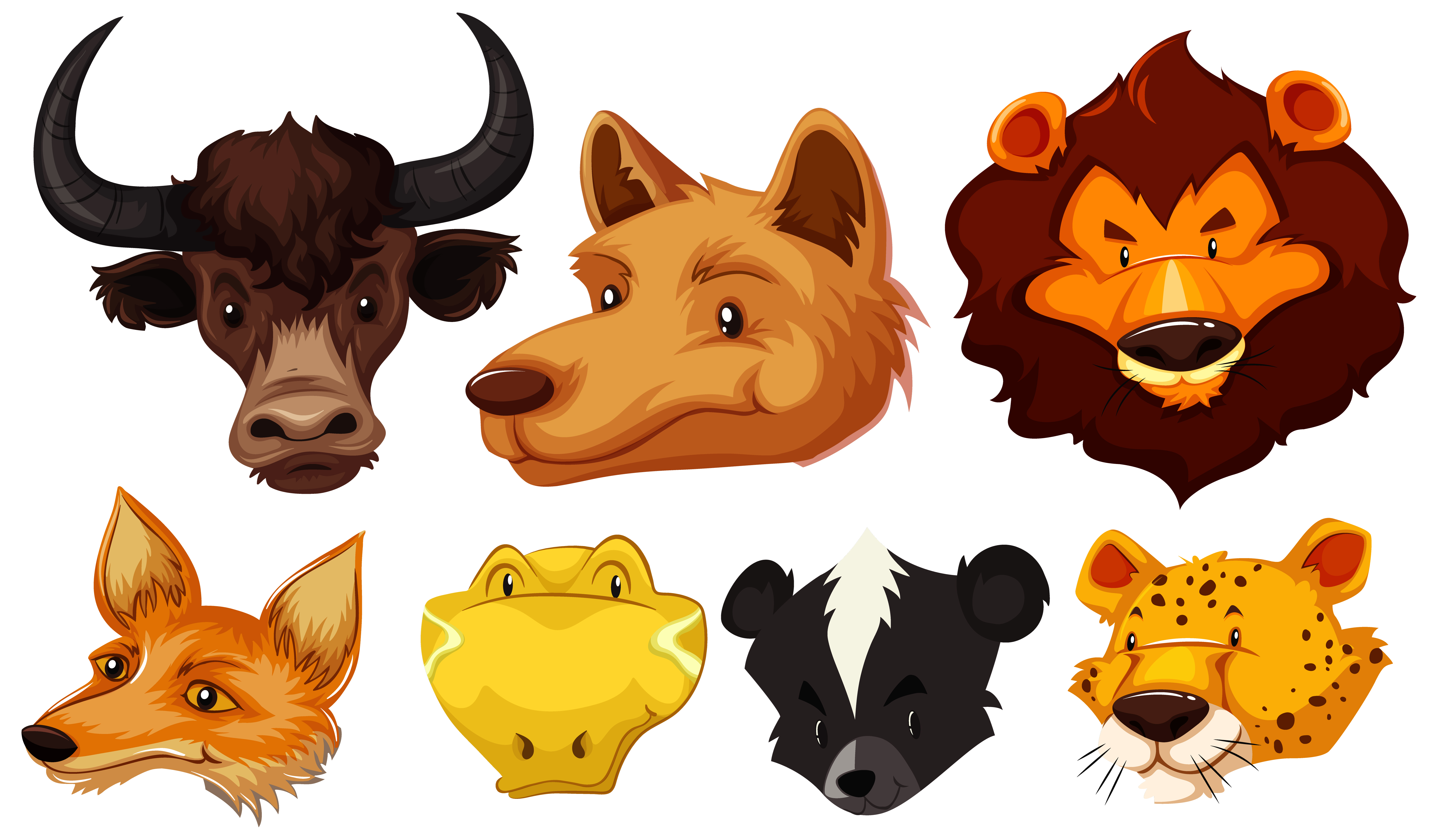 Картинки голов животных Set of various animal heads 1235767 Vector Art at Vecteezy