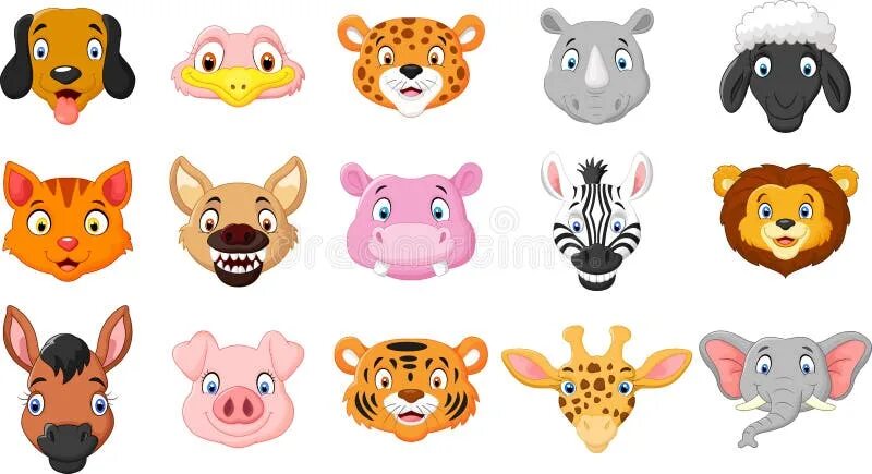 Картинки голов животных Cartoon animals smiling stock vector. Illustration of hippo - 53892513
