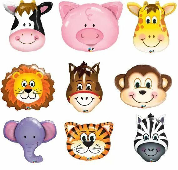 Картинки голов животных JUNGLE AND SAFARI Animals Balloons - Etsy Globos, Globos de animales, Globos de 