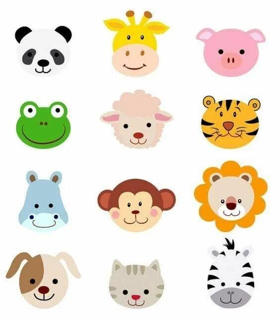 Картинки головы животных для детей Pin en Szülinapi ajándék Cumpleaños de animales, Caras de animales, Animales de 