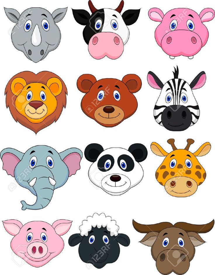 Картинки головы животных для детей Animal de la historieta icono cabeza Caras de animales, Animales para imprimir, 