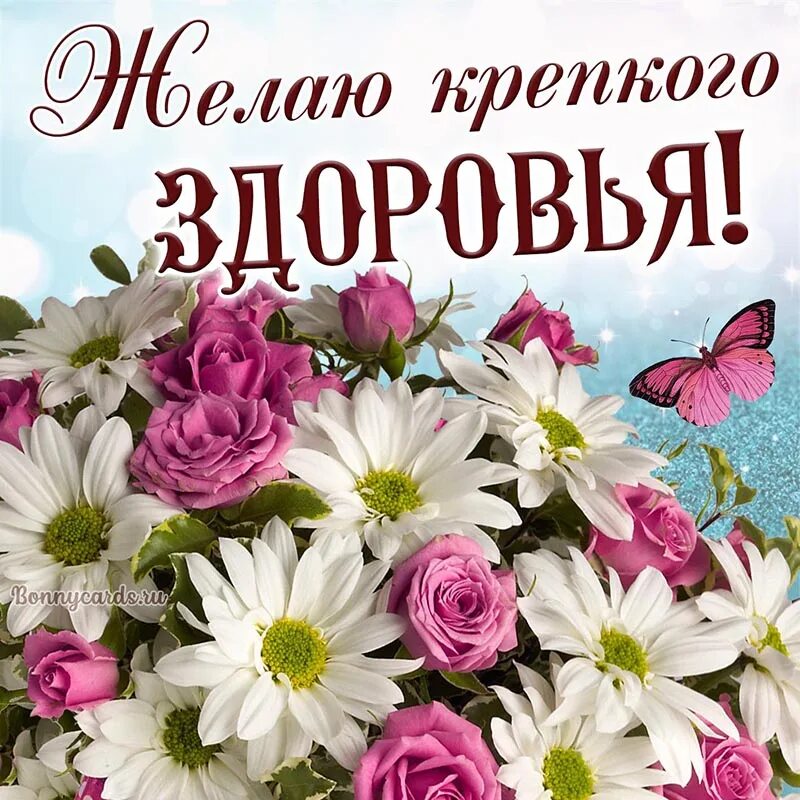 Картинки хорошего дня и здоровья бесплатно Картинка крепкого здоровья с цветами и бабочкой