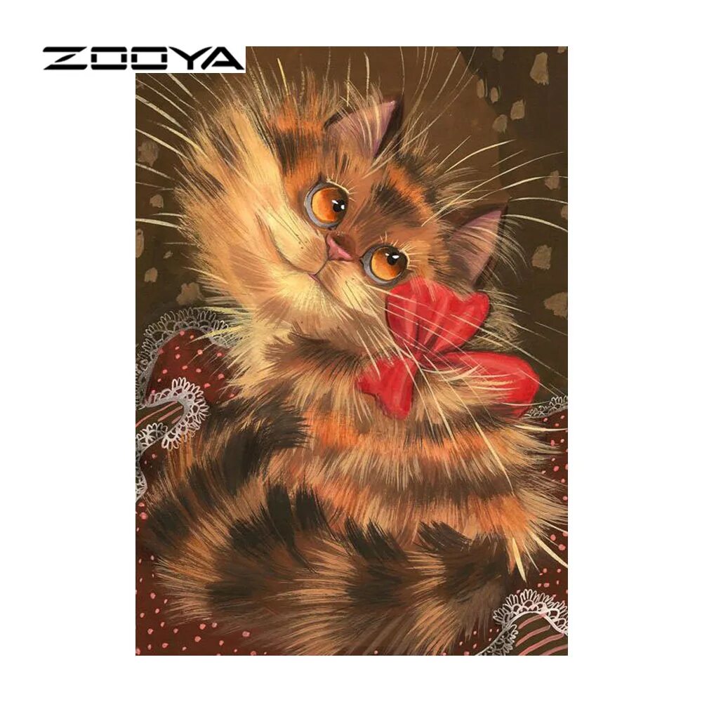 Картинки хорошего дня осенние с котиками ZOOYA Diamond Painting Cartoon Cat Full Diamond Embroidery Pattern Rhinestones D