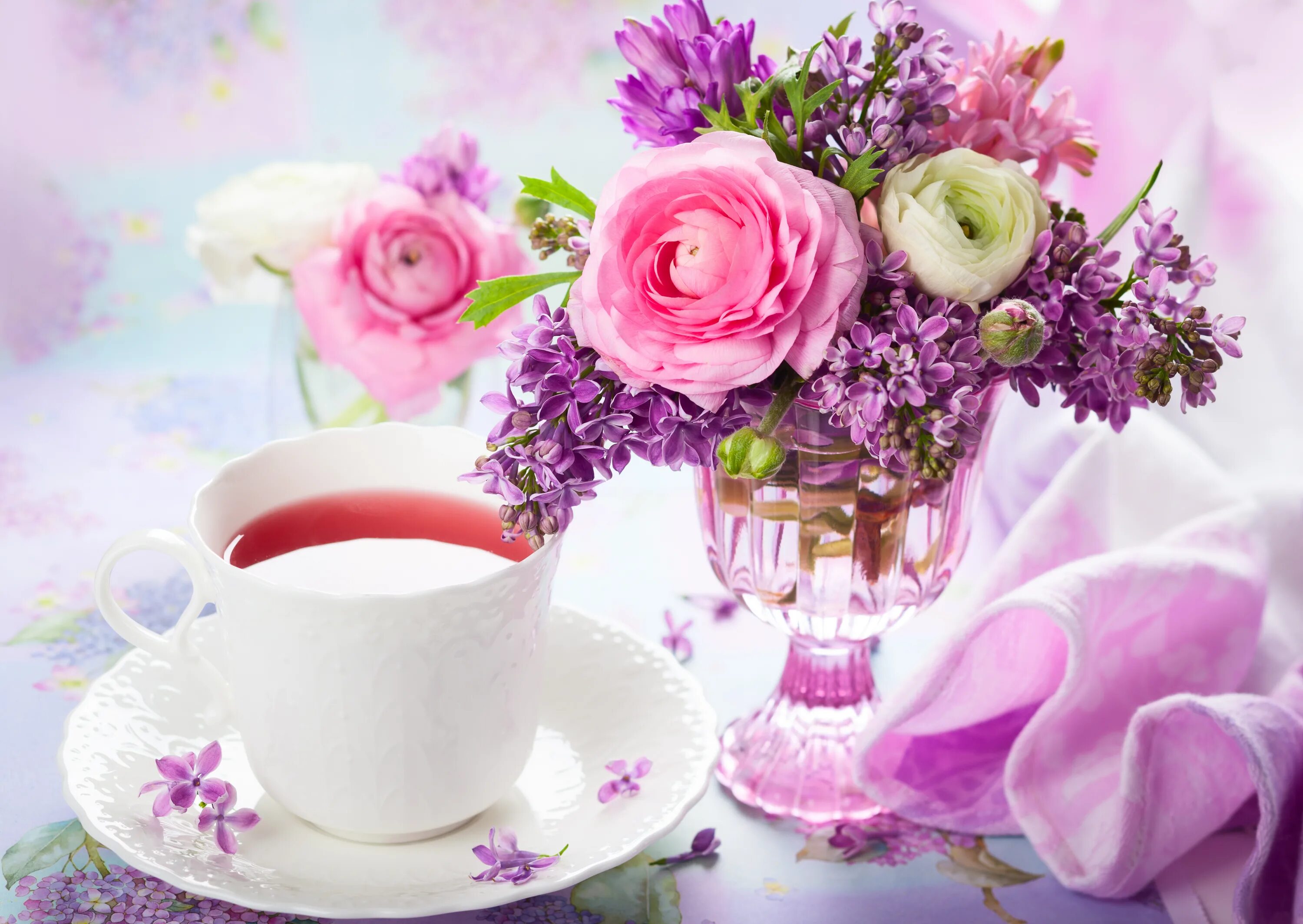 Картинки хорошего дня женщине с цветами HD desktop wallpaper: Lilac, Still Life, Flower, Cup, Vase, Spring, Photography,