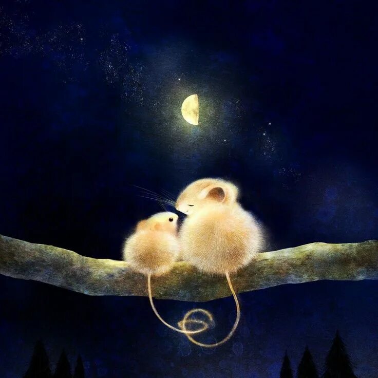 Картинки хороший вечер позитивный спокойной ночи Pin on iL.LUSTRACIONS ANIMALS BOSC Fairytale art, Animal art, Cute art