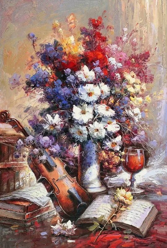 Картинки художников с днем рождения женщине Beautiful Flower Painting by Artist Alexey Khlebnikov