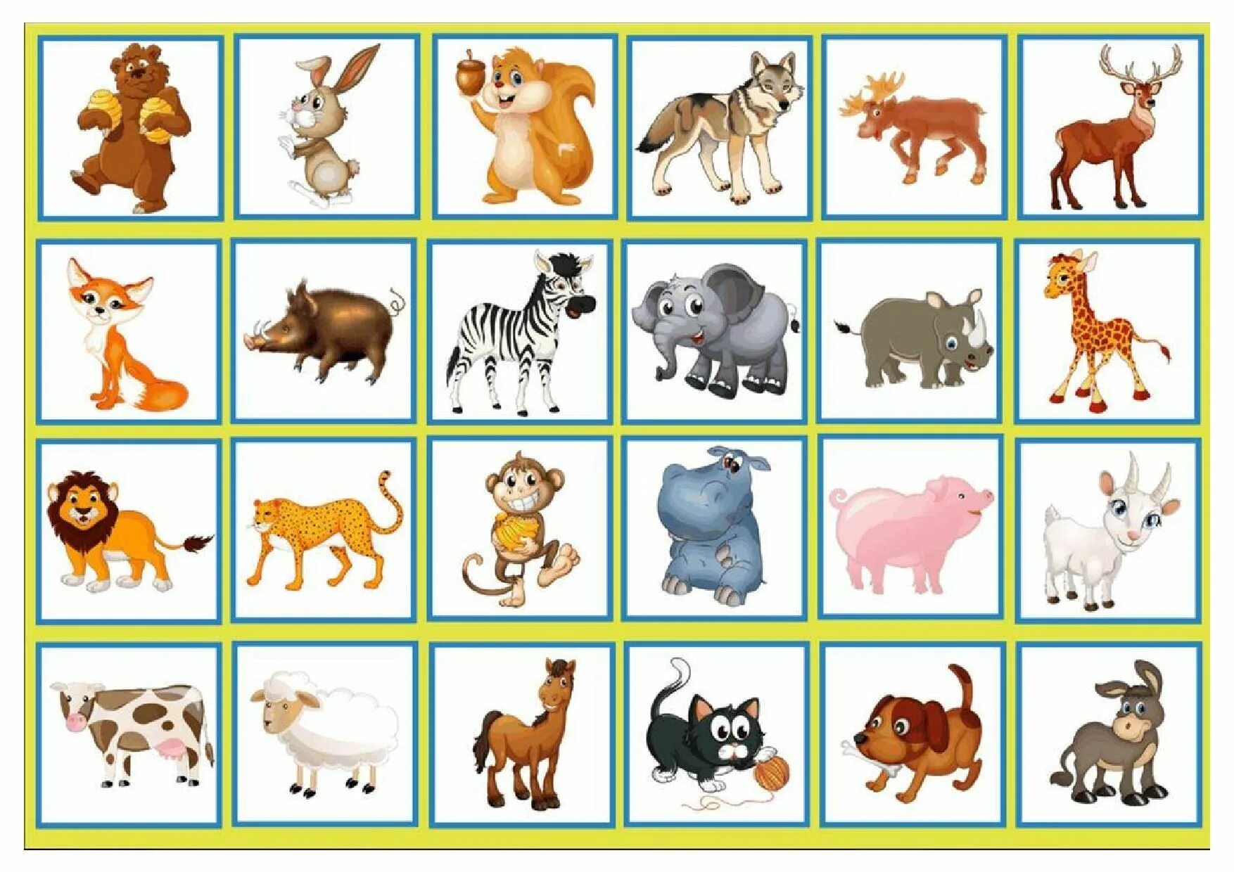 Картинки игры дикие животные Pin en Cherche et trouve Animales para imprimir, Juego didactico para niños, Las