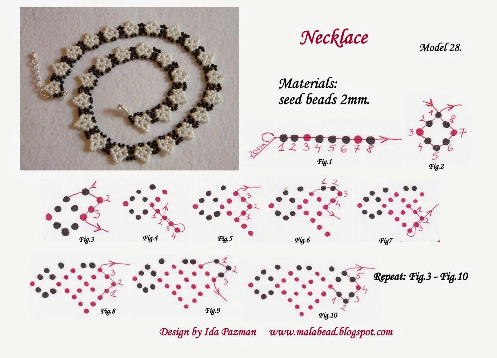 Картинки из бисера своими руками схемы MalaBead: Model 28. Diy necklace patterns, Simple beaded necklaces, Beaded brace