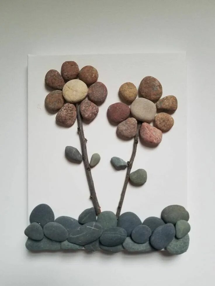 Картинки из камней для 1 класса фото Flower Pebble Art-unique Wall Decor - Etsy Rock crafts, Stone pictures pebble ar