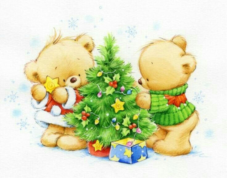 Картинки к новому году рисунок маленьким Pin by Marion Emons on kerst Christmas drawing, Christmas art, Christmas bear