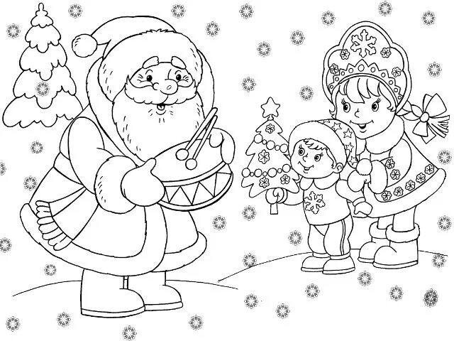 Картинки к новому году рисунок маленьким Раскраска на Новый 2019 год: новогодние шаблоны Раскраски, Плакат, Дед мороз