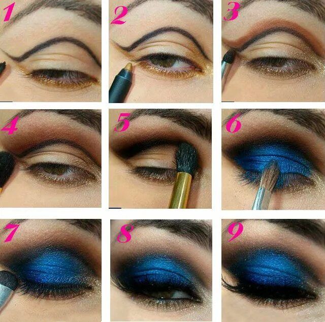 Картинки как красиво накрасить макияж в синих тонах - Поиск в Google Eye makeup steps, Eye makeup tutorial, Eye