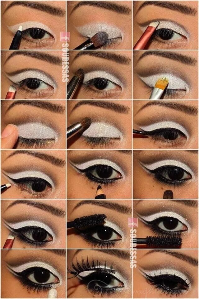 Картинки как красиво накрасить Pin by Josie Aracele on make White eye makeup, Grey eye makeup, Black and white 