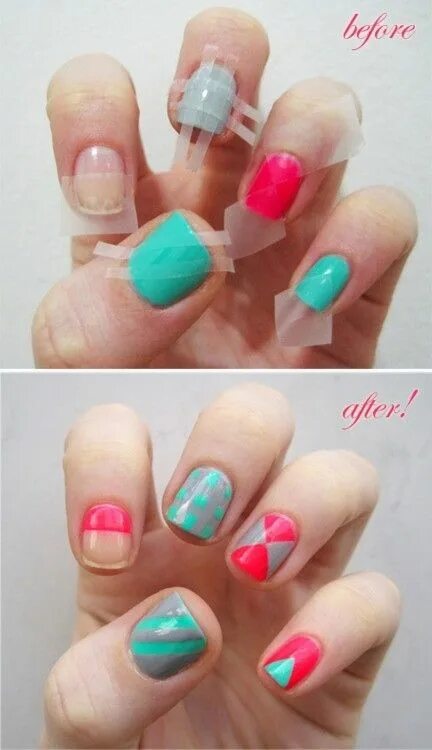 Картинки как накрасить ногти 12 Amazing DIY Nail Art Designs Using Scotch Tape Nails, Nail art designs diy, D