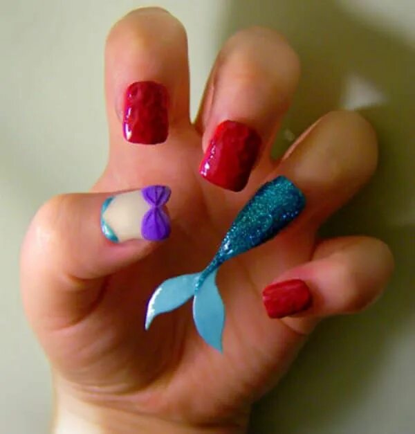 Картинки как накрасить ногти 16 Types Of Amazing If Impractical Pop Culture Nail Art Little mermaid nails, Na
