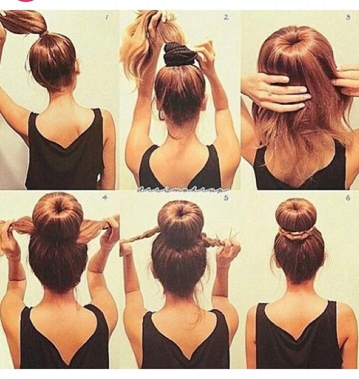 Картинки как сделать прически Pin by Myriam Alves on Penteados Hair style recogido, Bun hairstyles, Hair bun t