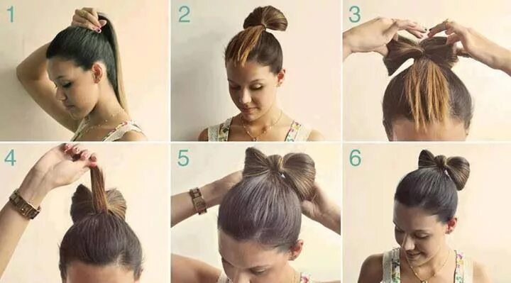 Картинки как сделать прически Just a few simple steps to a cute bow bun! Bow hairstyle, Hair tutorials easy, D