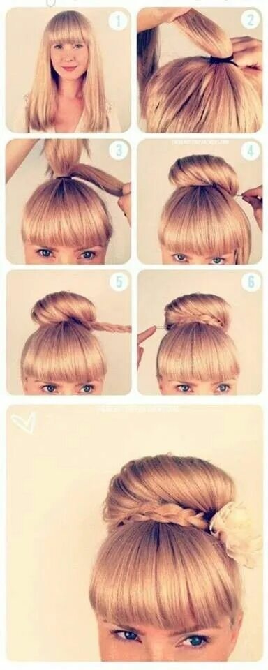 Картинки как сделать прически Buns like this are very lovely Makkelijke kapsels halflang haar, Half lang haar,