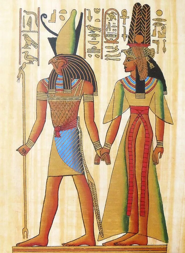 Картинки как выглядели древние египтяне God Horus Holding Hand of Queen Nefertiti - Poster 7.5 x 10 inches - Unframed Eg