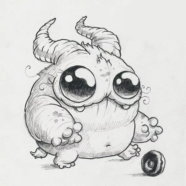 Картинки карандашом для срисовки животные милые Похожее изображение Cute monsters drawings, Cute drawings, Monster drawing