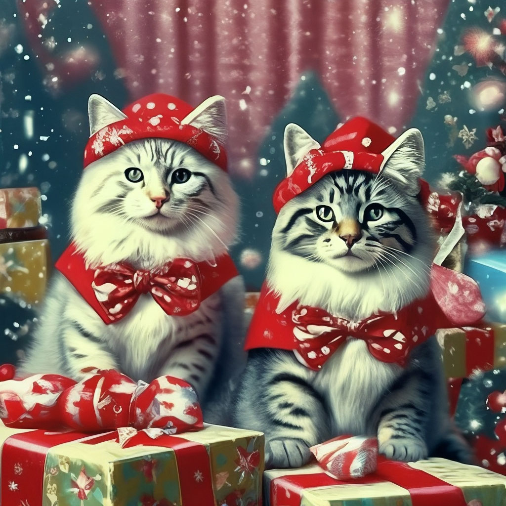 Картинки котиков новый год Новогодние котики Южный Город