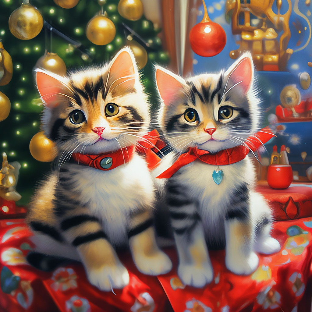 Картинки котиков новый год "New year kittens a cat and a cat" - image created in Shedevrum