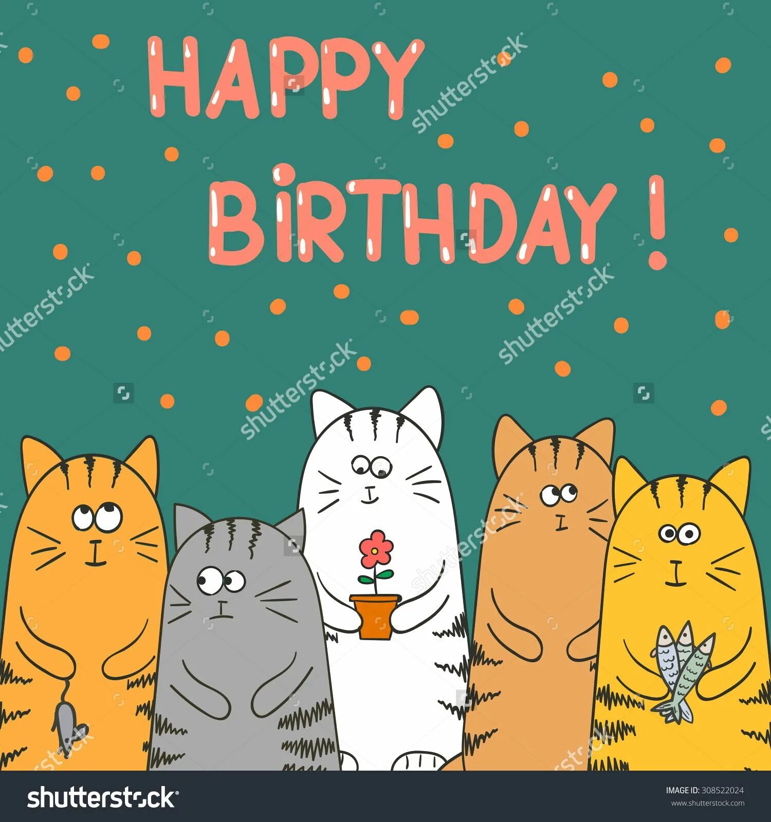 Картинки котиков с днем рождения Birthday, Birthday cards, Birthday card template
