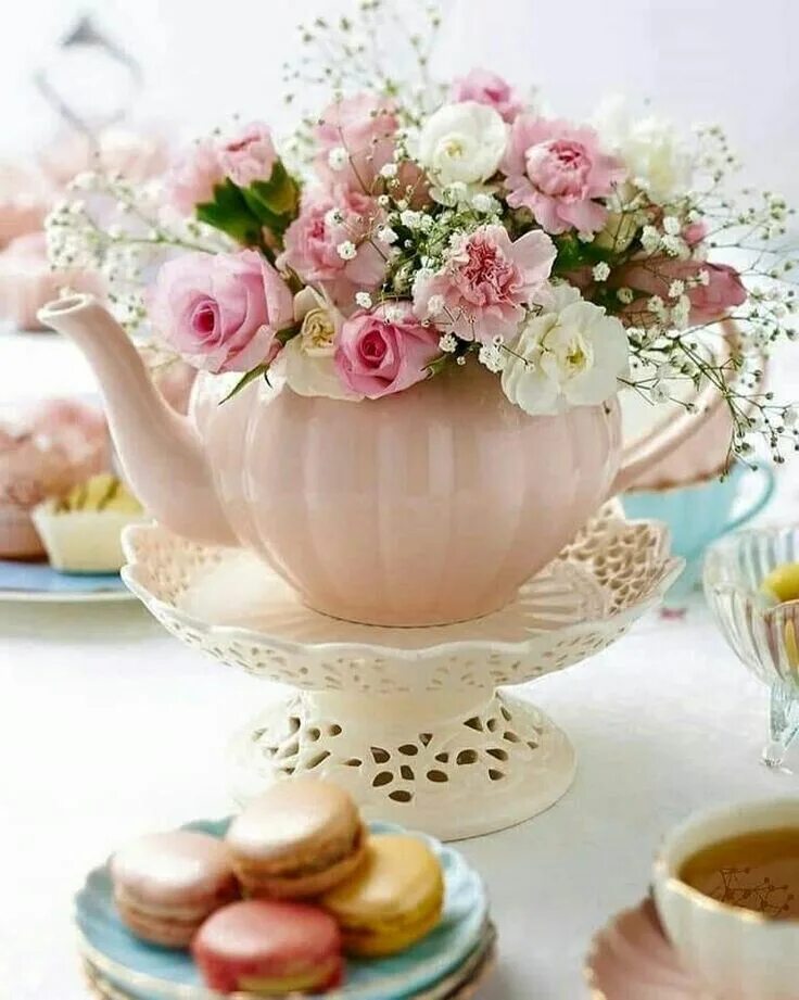 Картинки красивые необычные нежные женщине доброе утро Pin by ❤ ️Lourdes Leitao.1 ❤ on Floral Displays Tea party baby shower, Tea party 