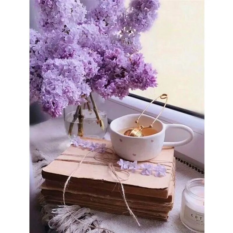 Картинки красивые с добрым утром вдохновляющие 5D DIY Diamond Painting Beautiful Purple Flower Diamond Embroidery Cross Stitch 