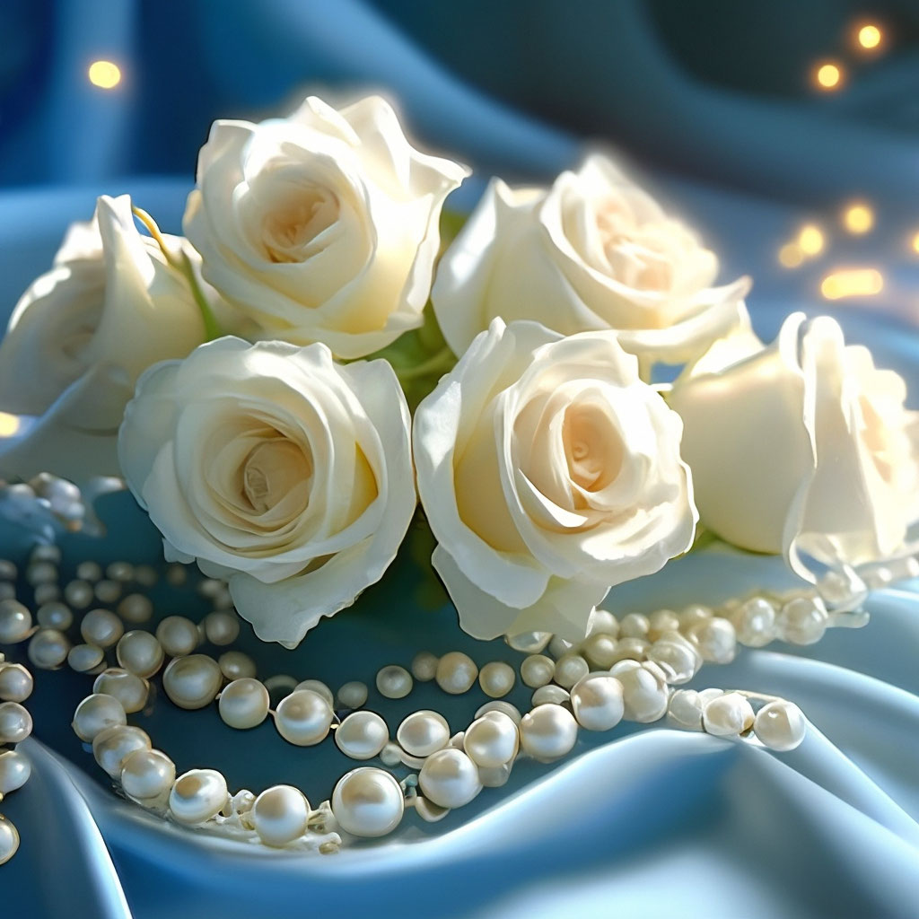 Картинки красивые с пожеланиями белые розы "Good morning! beautiful delicate ." - image created in Shedevrum