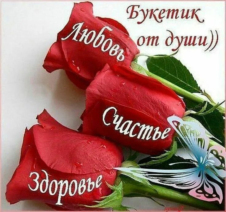 Картинки красивые с пожеланиями от души Букетик от души! Gute wünsche, Karten, Zitate