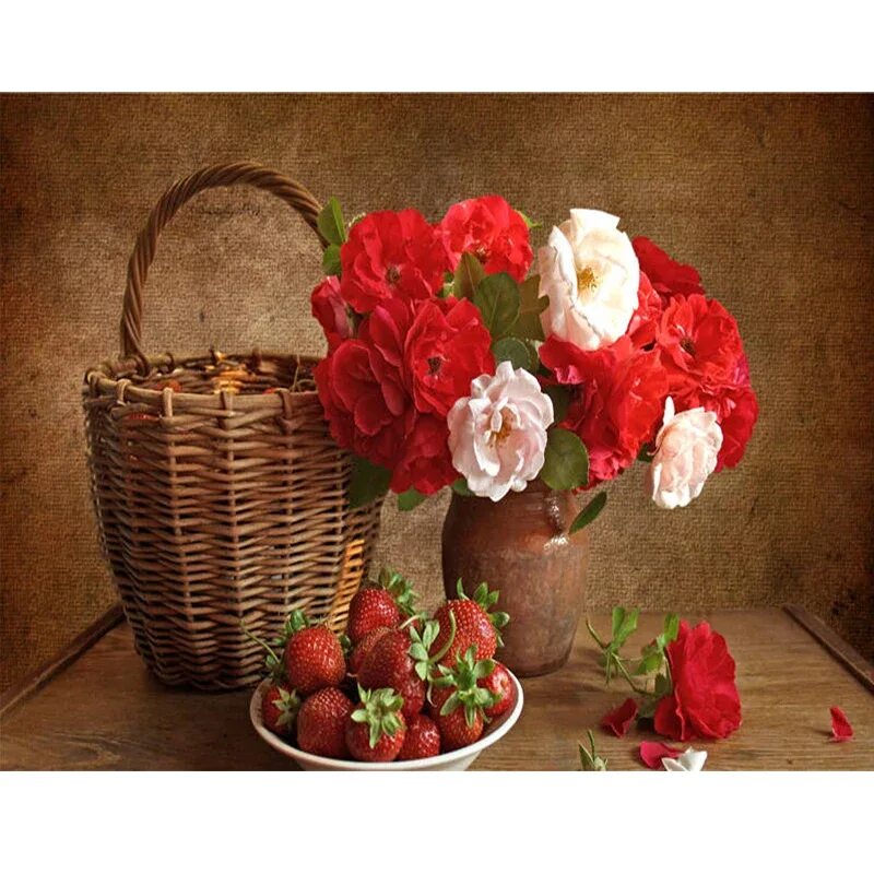 Картинки красивые с пожеланиями прекрасным четвергом FULL square DIY 5D Red Flowers & Strawberry Diamond Painting Cross Stitch Kids H