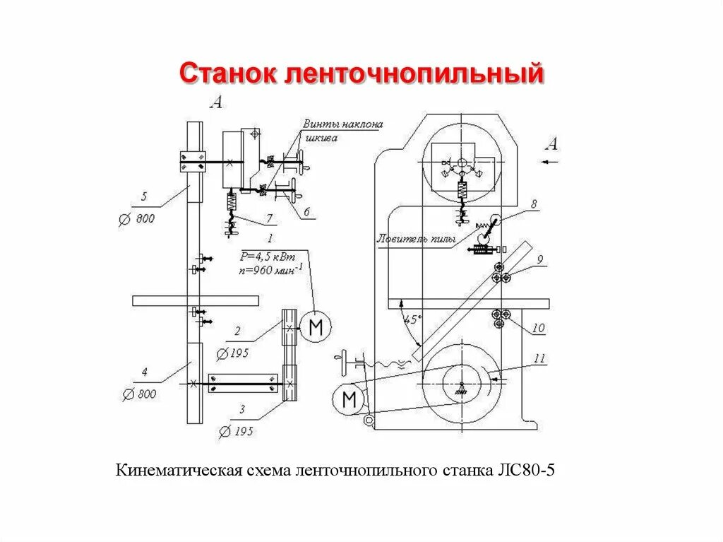 Кинематическая схема пилы Оборудование отрасли Конструкции деревообрабатывающих станков - презентация онла