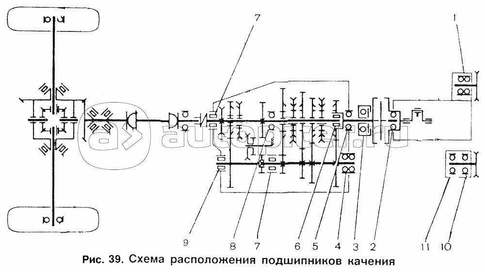 Кинематическая схема ваз Схема расположения подшипников качения для двигателя ВАЗ-2106 ИЖ 2717 - купить, 