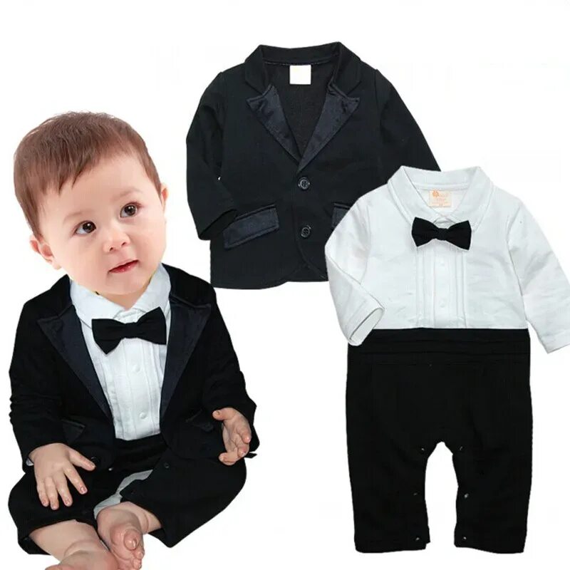 Костюм маленького фото 2016 Toddlers baby boy set gentleman Bow ties rompers +Jackets infants 2 pcs sui