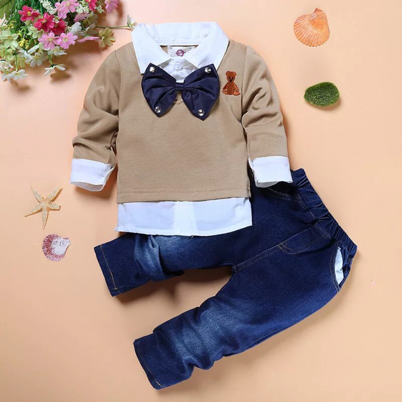 Костюм маленького фото Yeni çin tedarik moda online alışveriş toptan pamuklu uzun kollu tişört gömlek b