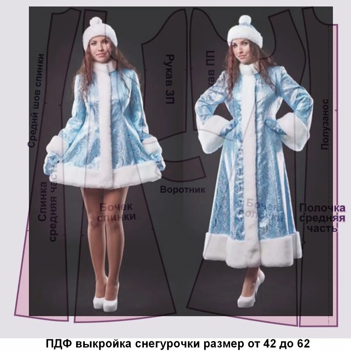 Костюм снегурочки для девочки своими руками выкройка Новогодние выкройки своими руками для Деда Мороза и Снегурочки Шьем с Верой Ольх