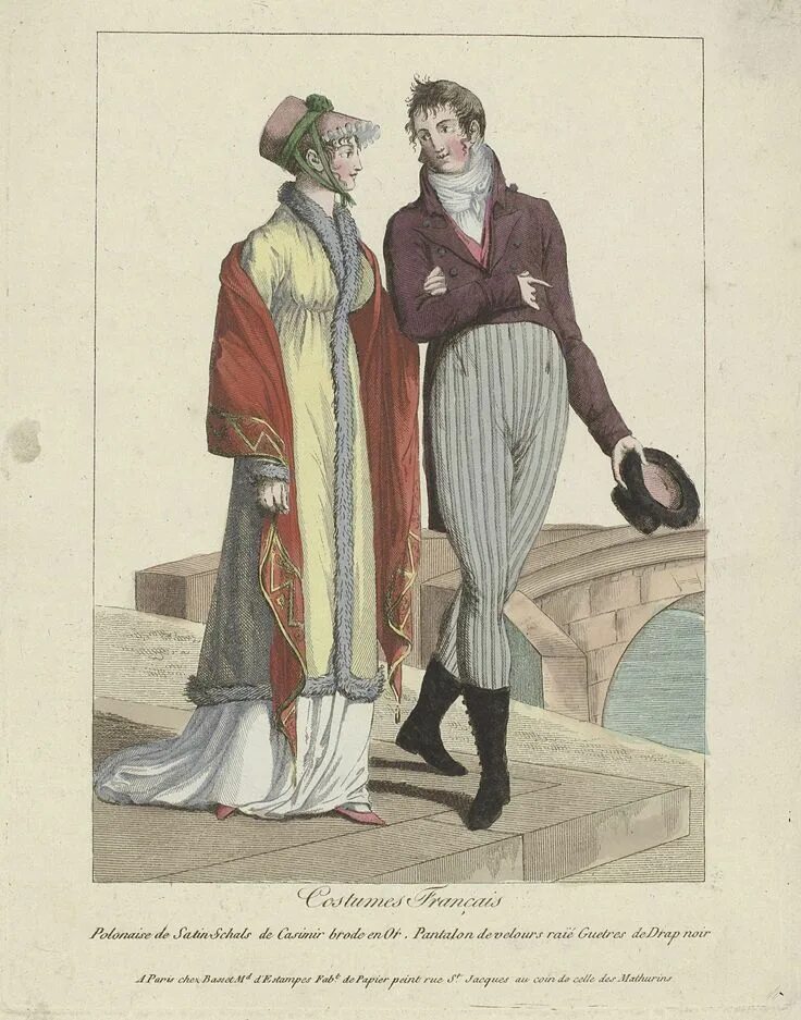 Костюм в стиле ампир мужской Costumes Français, 1799 : Polonaise de Satin..., Anonymous, Basset, c. 1799 - Ri