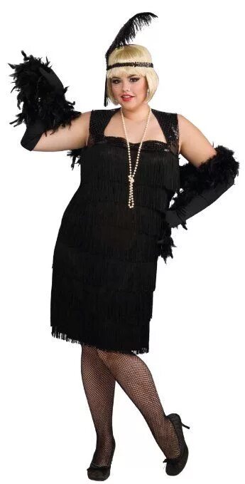 Костюм в стиле чикаго женский 48 размер Rubie's Women's Flapper Costume, Black, Plus Size
