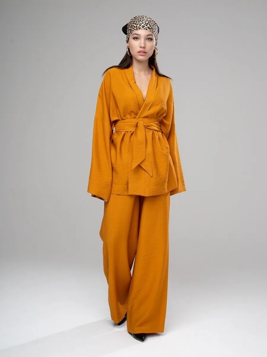 Костюм в стиле кимоно женский с брюками Костюм в стиле кимоно LANA FABRICE 43218747 купить в интернет-магазине Wildberri