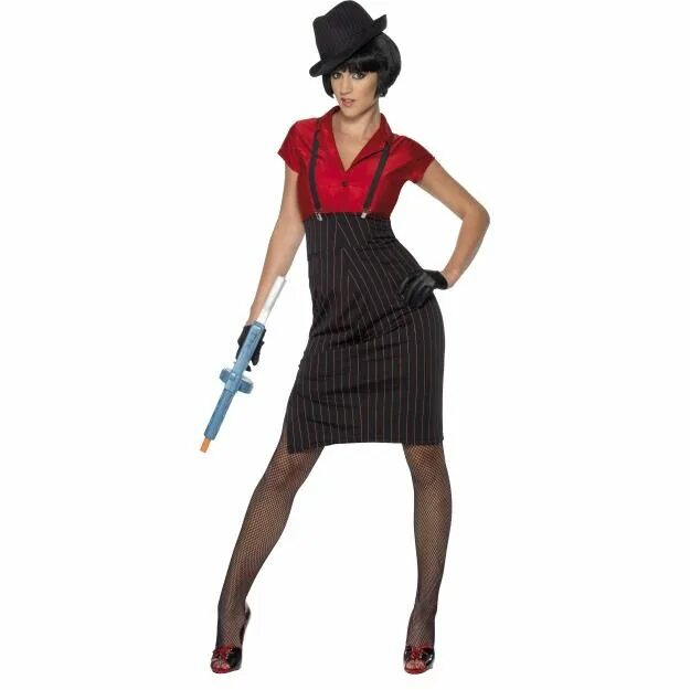 Костюм в стиле мафии женский 1920S Gangster Costume, Red and Black Disfraces de gánster, Mujeres, Disfraz