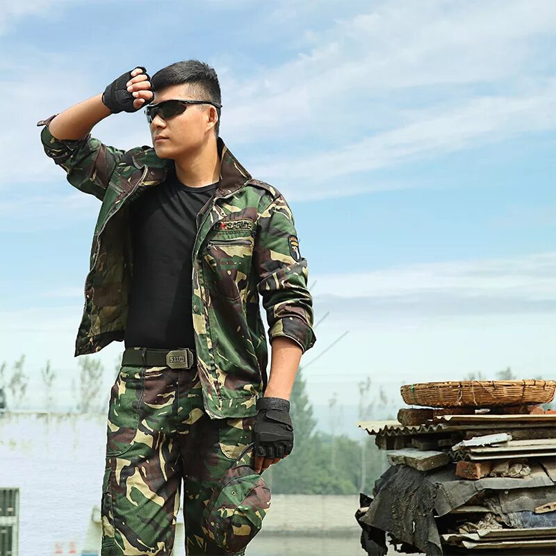 Костюм в стиле милитари мужской купить New Outwear Army Green Spring Mens Tactical Camouflage Military Uniform Army Com