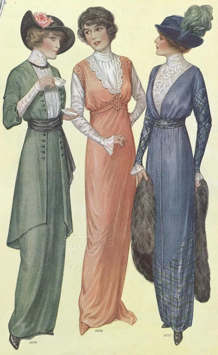 Костюм в стиле модерн женский 1914 Dresses A Hundred Years Ago Edwardian clothing, 1910s fashion, Historical f