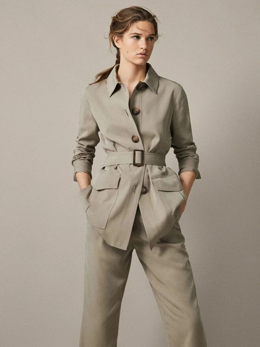 Костюм в стиле сафари женский Manteaux et vestes pour femme Massimo Dutti Printemps-Été 2019 Veste manteau fem
