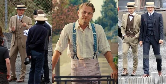 Костюм в стиле великий гэтсби мужской images from the set of the great gatsby, leonardo di caprio, tobey maguire and o