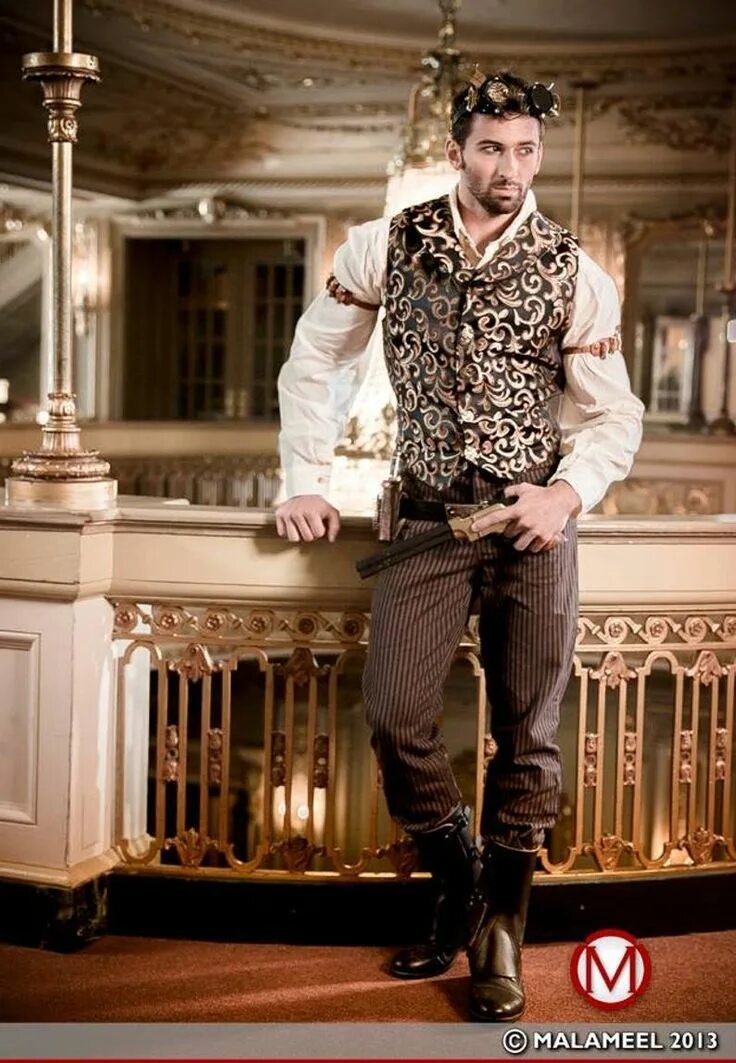 Костюм в викторианском стиле мужской Cream Men's Shirt, Victorian, Steampunk, Dustpunk, Western, Conductor, Airship, 